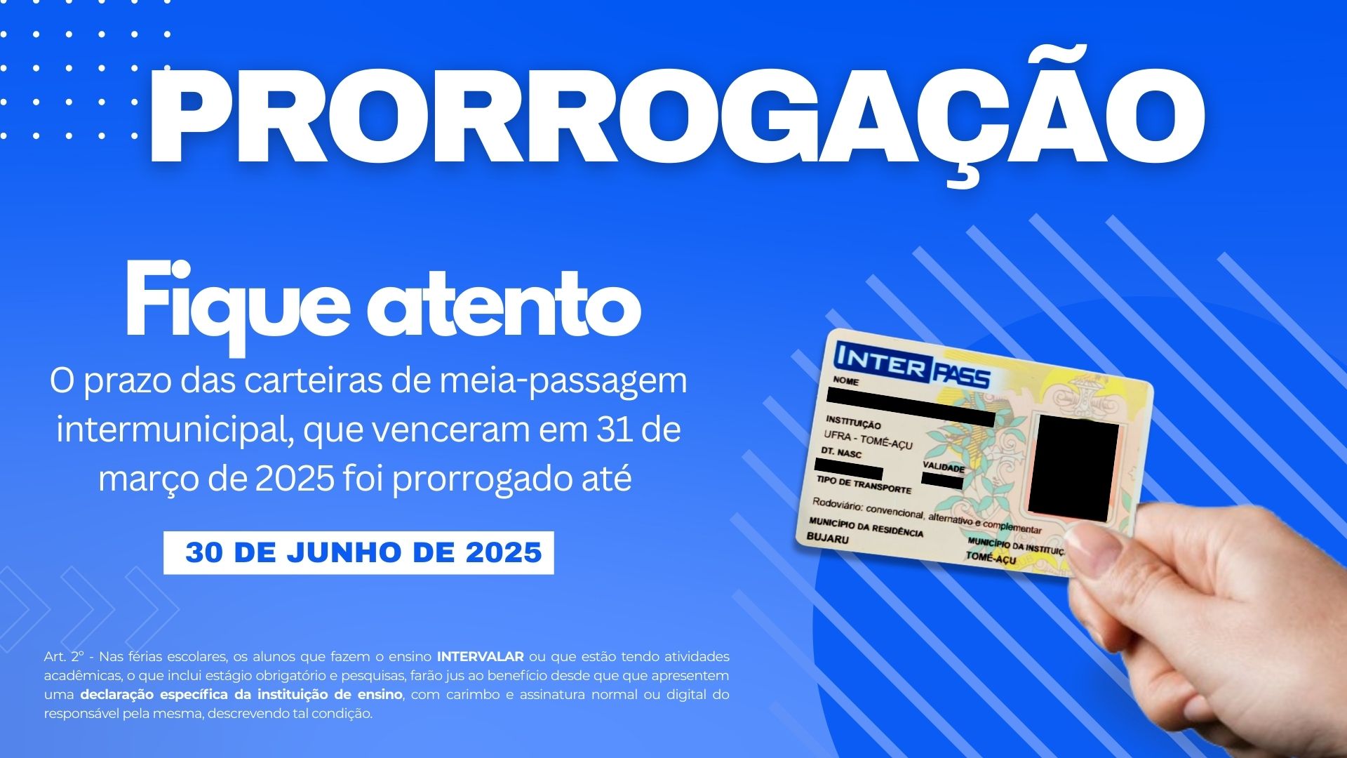 Carteiras de Meia Passagem Estudantil Intermunicpal